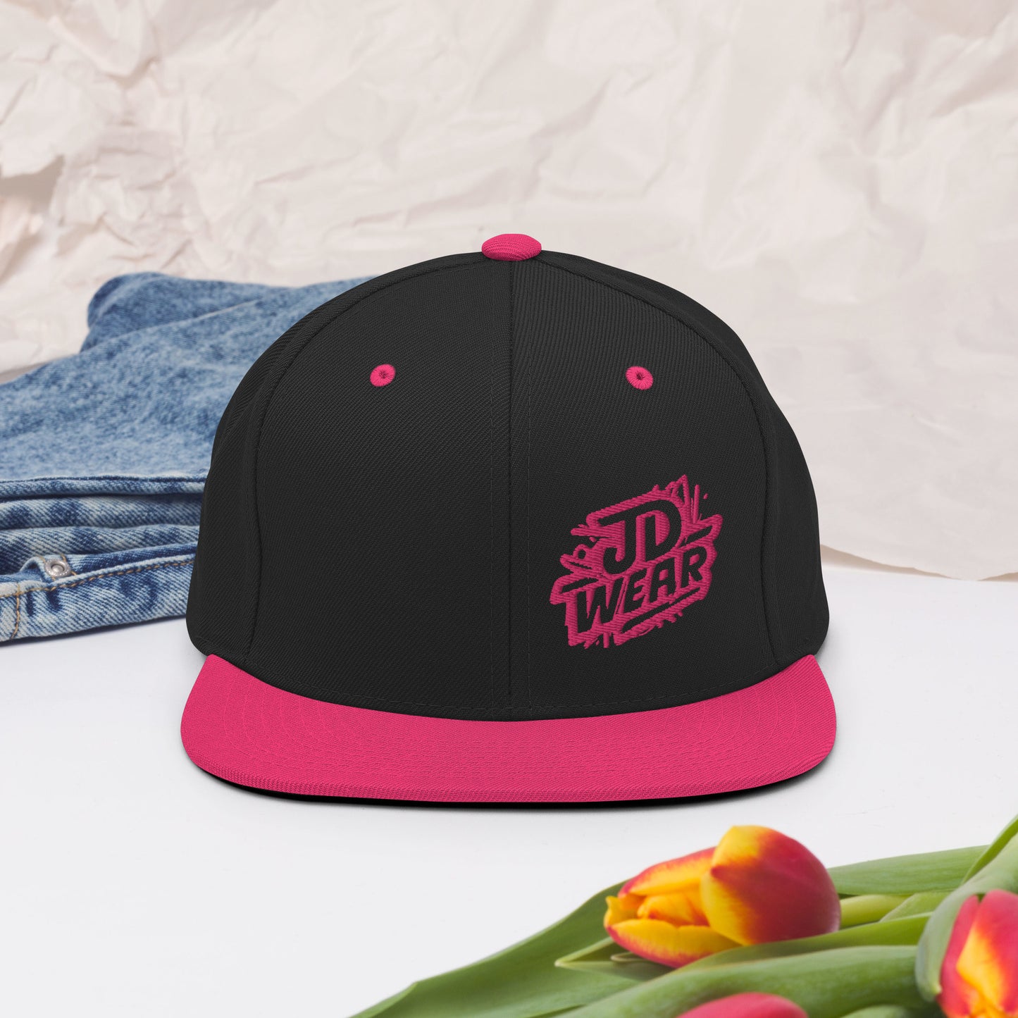 Fuchsia/Pink Embroidered Snapback Cap