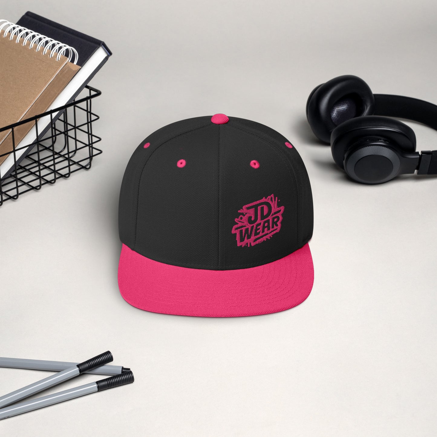 Fuchsia/Pink Embroidered Snapback Cap