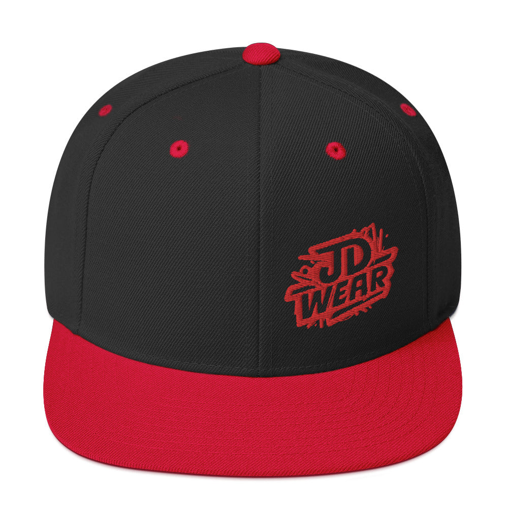 Red Embroidered Snapback Cap