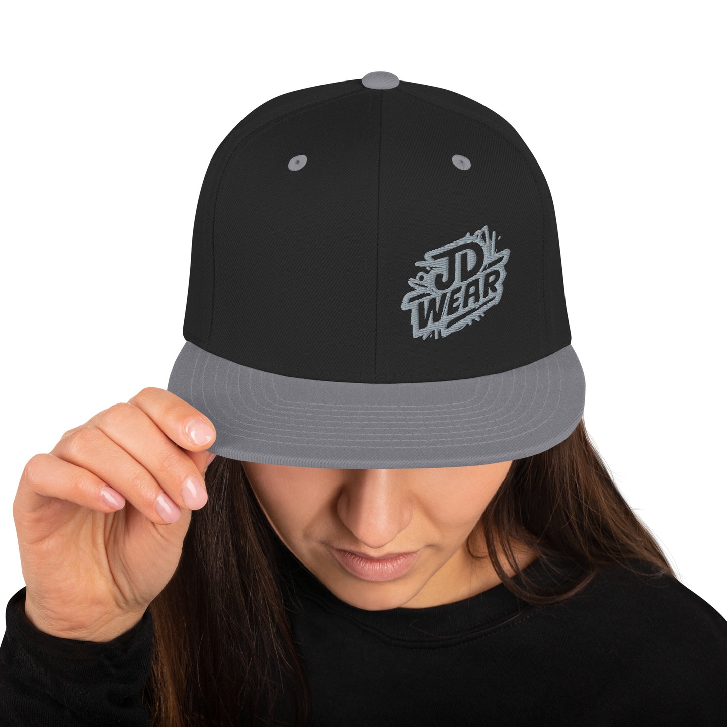 Gray Embroidered Snapback Cap