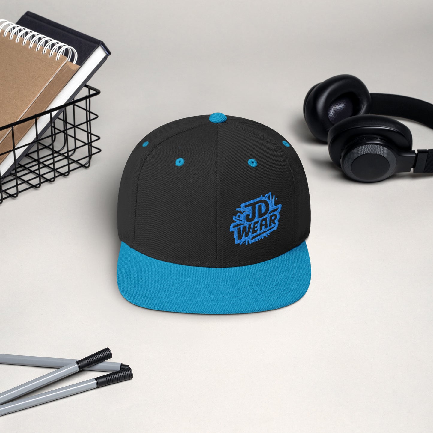 Blue Embroidered Snapback Cap