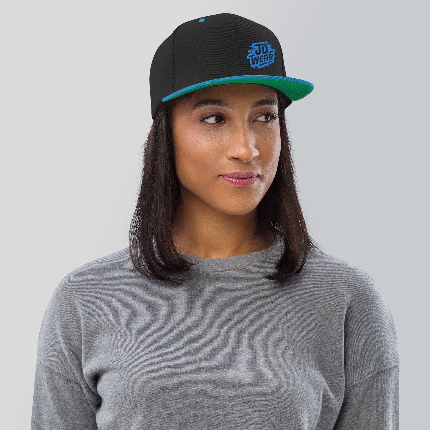 Blue Embroidered Snapback Cap