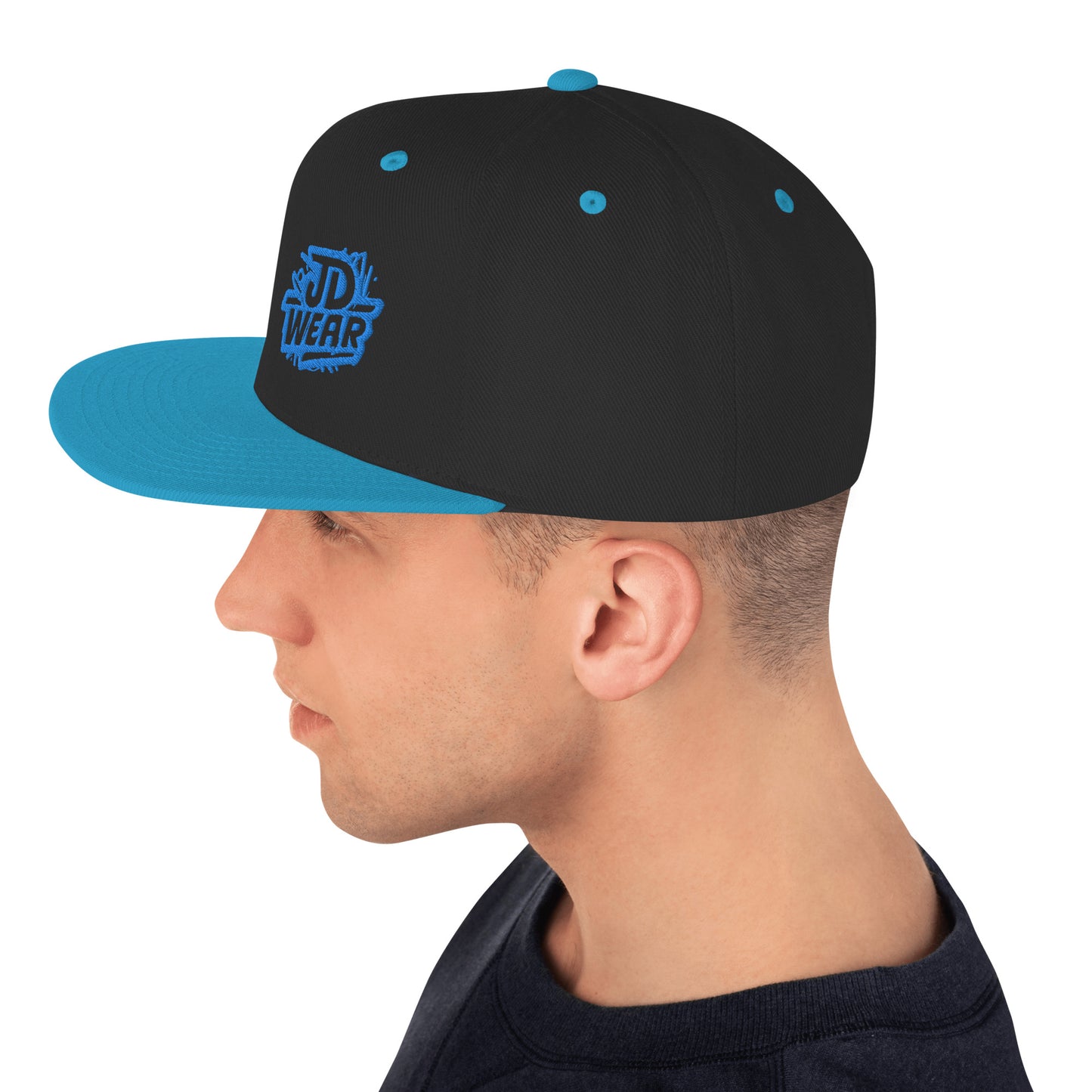 Blue Embroidered Snapback Cap