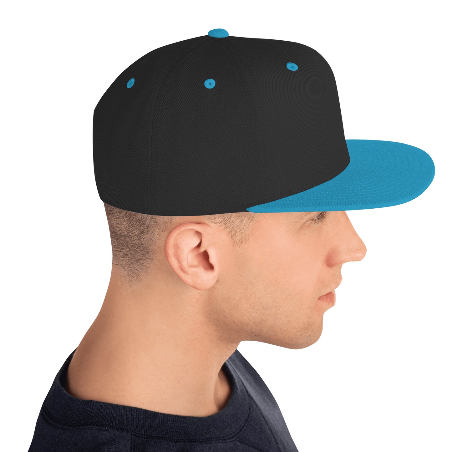 Blue Embroidered Snapback Cap