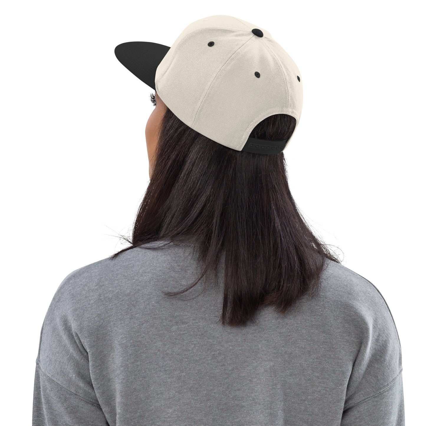 Cream Embroidered Snapback Cap