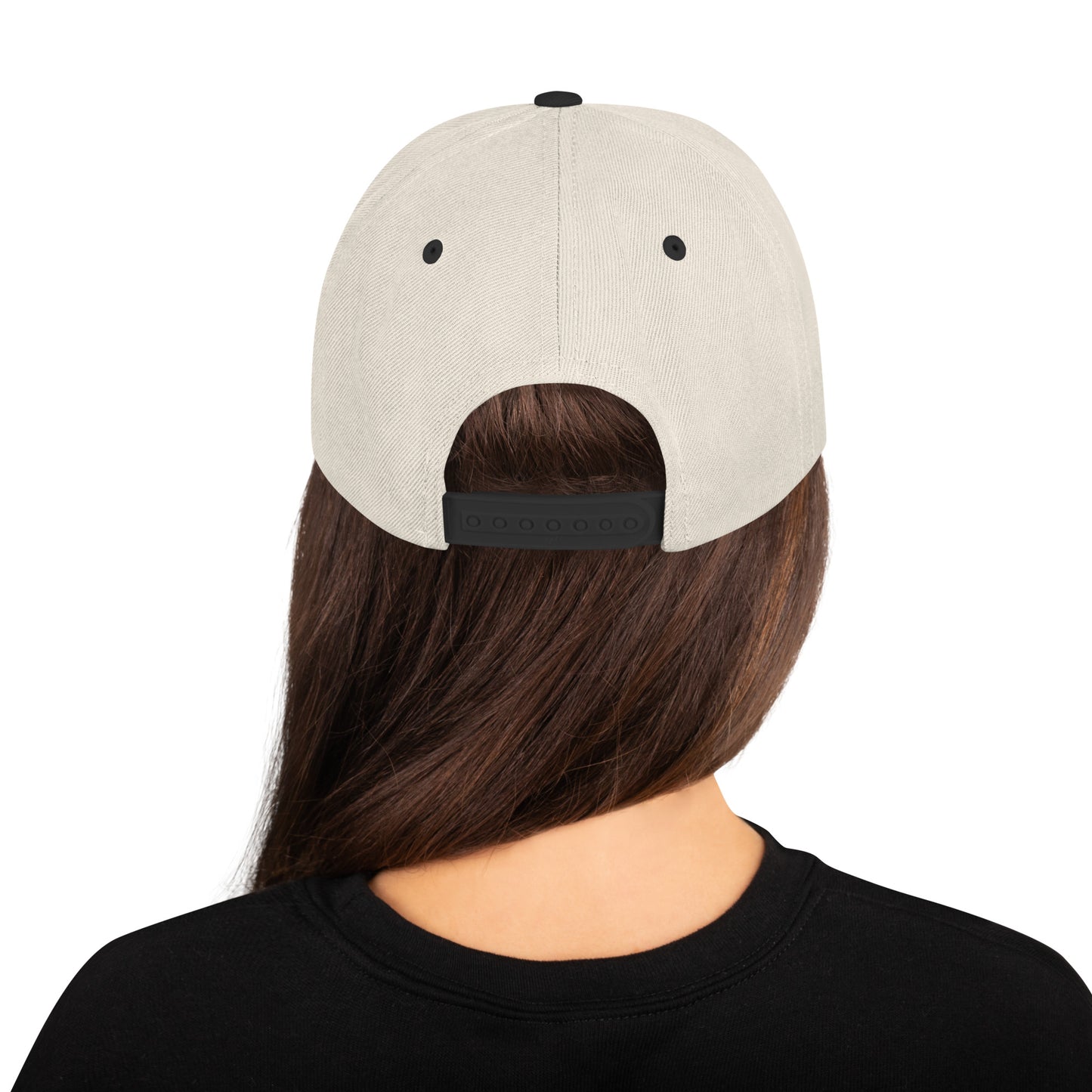 Cream Embroidered Snapback Cap