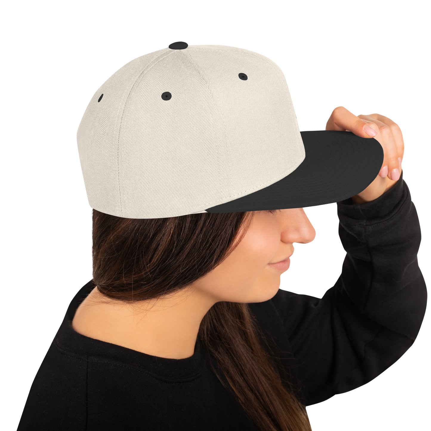 Cream Embroidered Snapback Cap