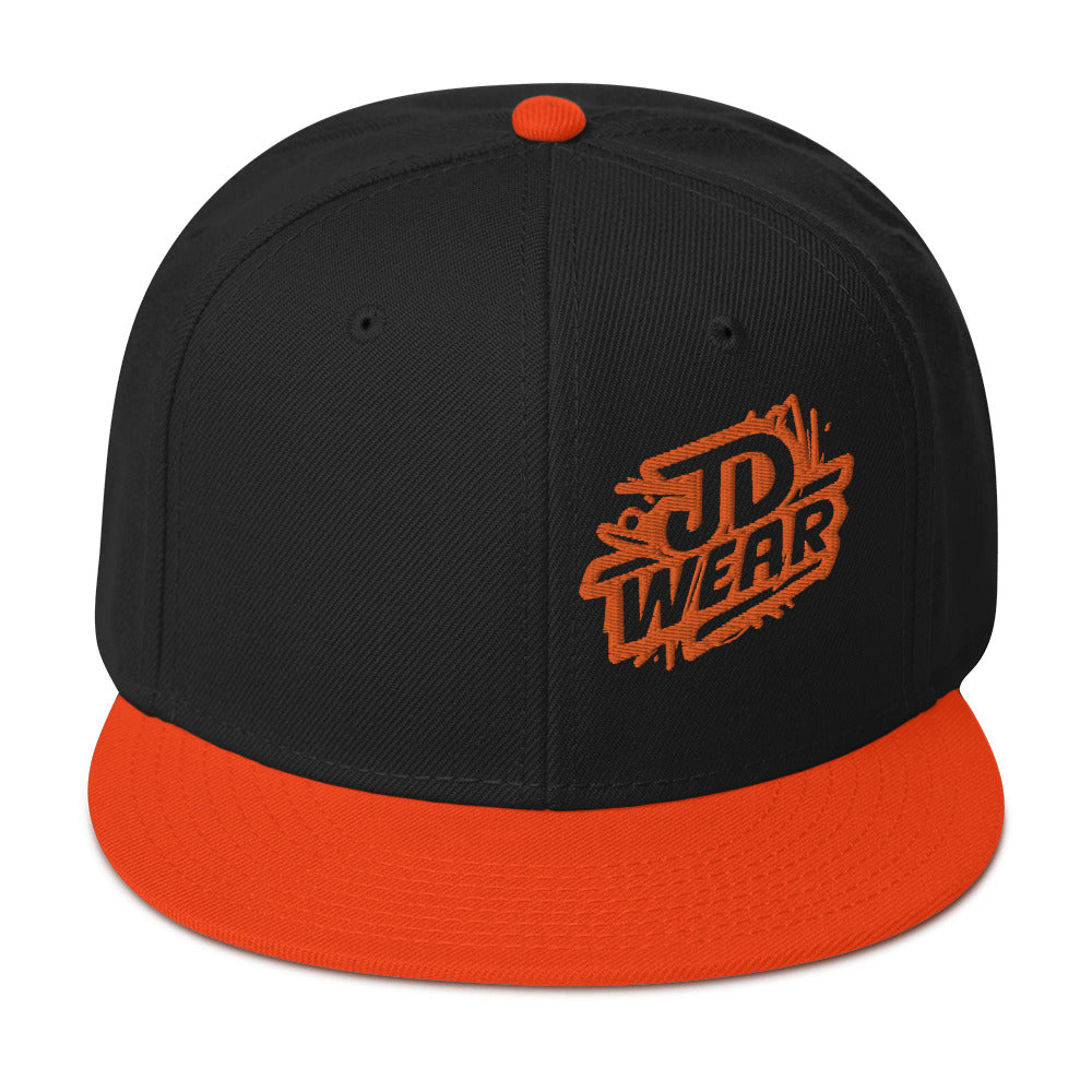 Orange Embroidered Snapback Cap