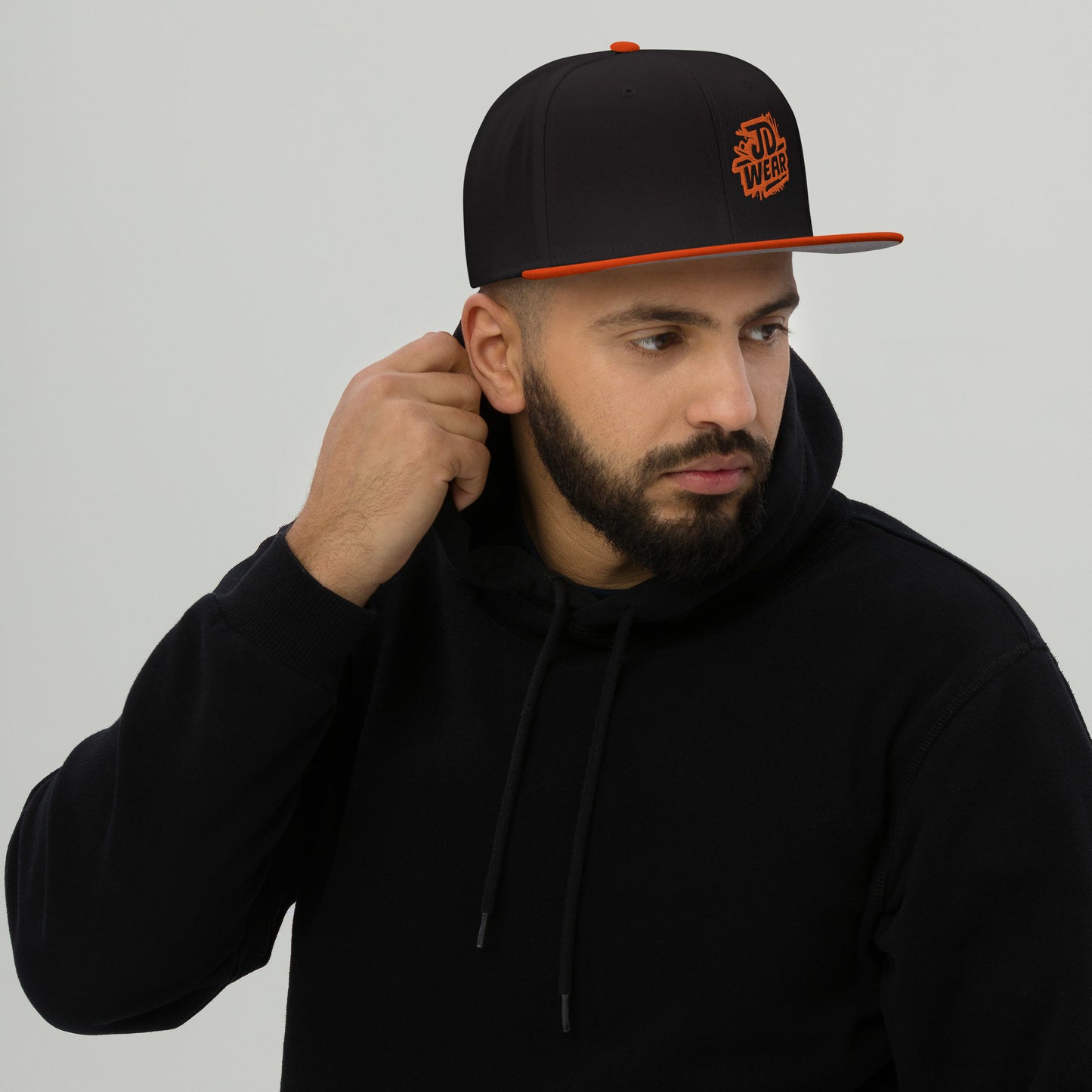 Orange Embroidered Snapback Cap