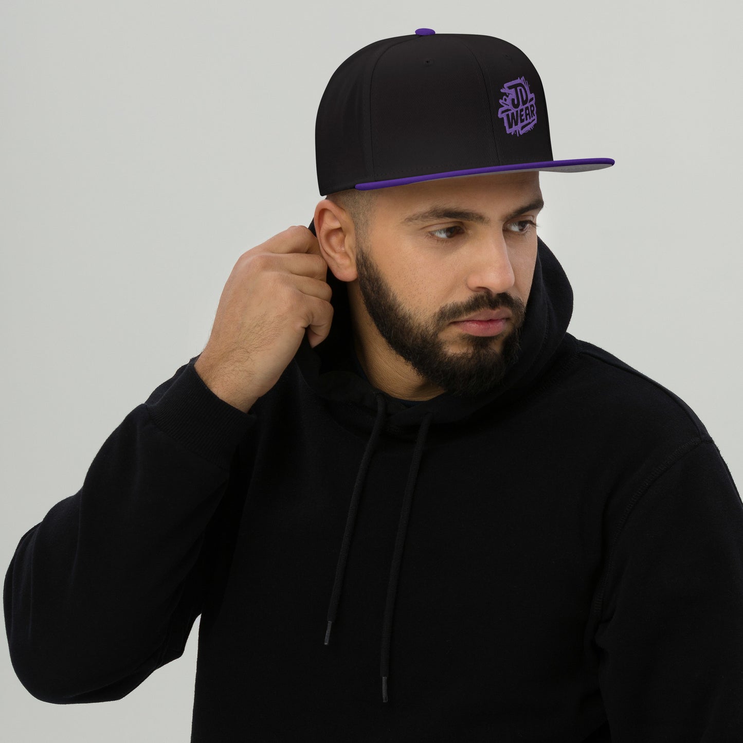 Purple Embroidered Snapback Cap