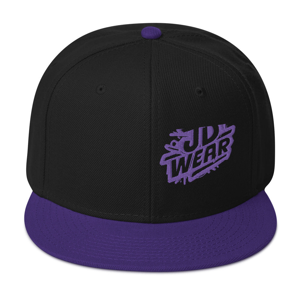 Purple Embroidered Snapback Cap